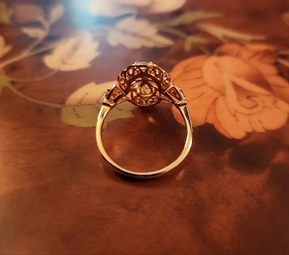 JTV Morganite Aquamarine Pink Sapphire 18K Rose Gold Ring Size 11